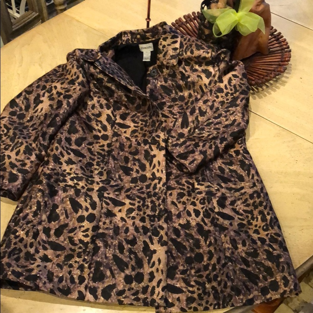 Chico’s 1 sparkly leopard trench